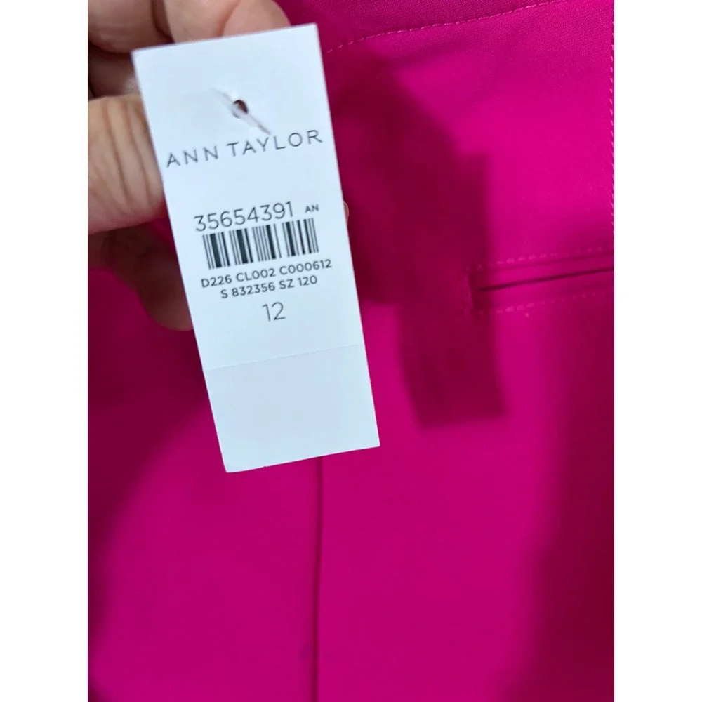 Ann Taylor Magenta Pink Wide Leg Crop Pants Womens 12 NWT business Careerwear - Picture 5 of 9